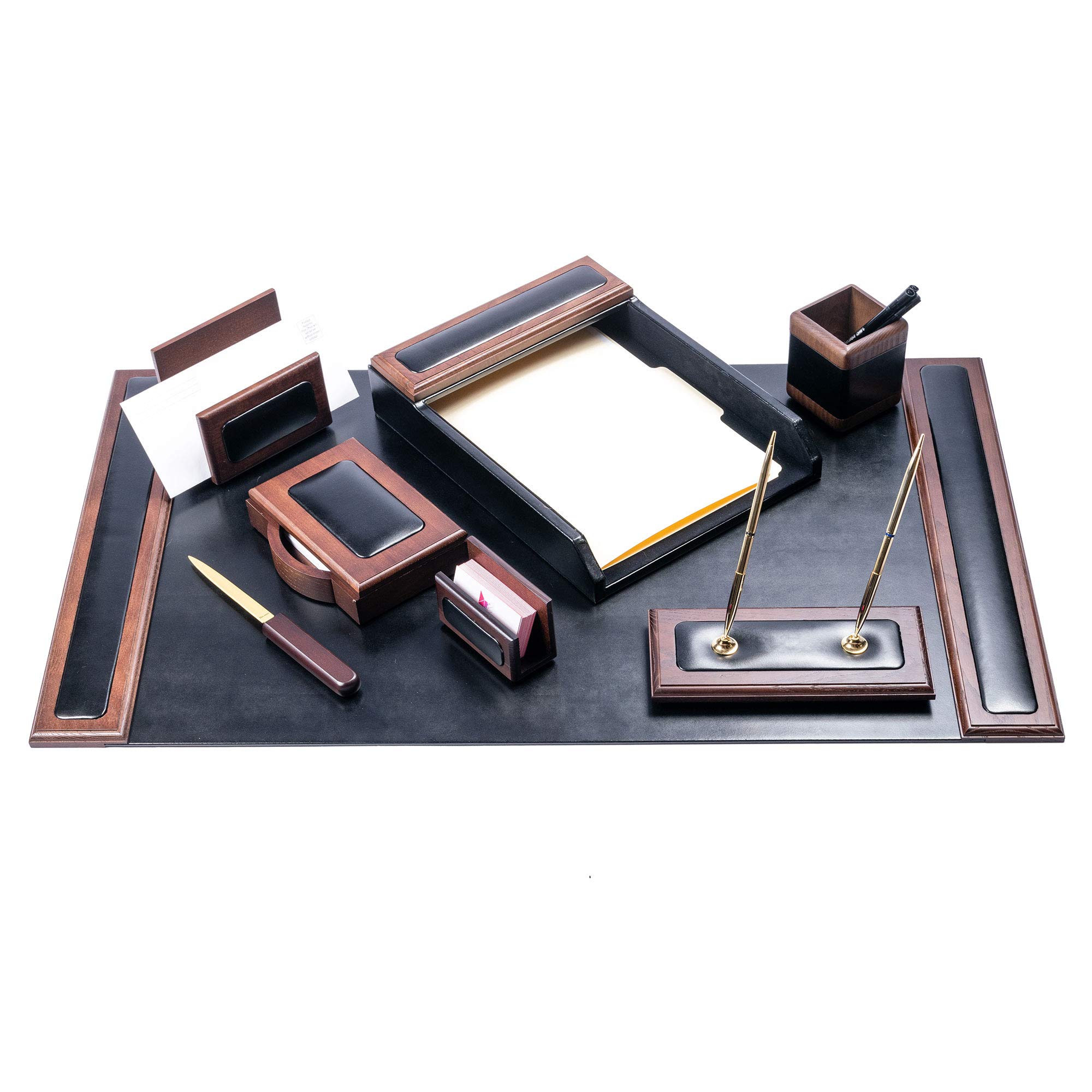 Amazon.com : DACASSO Wood & Leather Desk Set - Luxury Leather Desk
